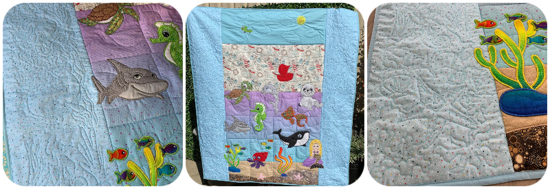 Sea Quilt using Free Sea Blocks in border by Darina