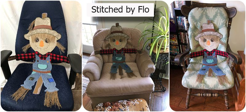 Sitting Large pplique Scarecrows by Flo