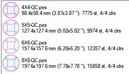 Sizes of free Quilted Coaster