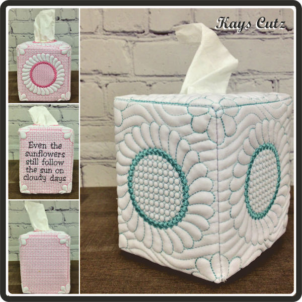 Sunflower Tissue Box and Quilt Blocks by Kays Cutz