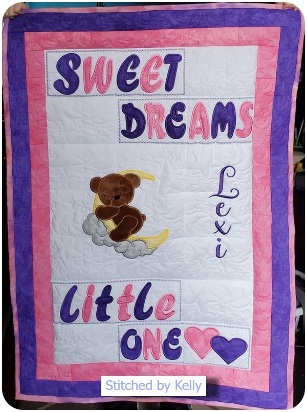 Teddy in Moon Quilt by Kelly