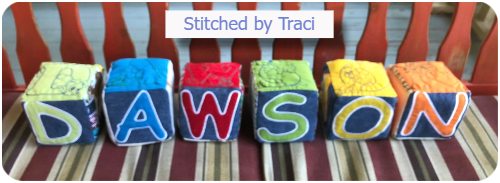 Traci - Dice with Applique Alphabet and Redwork animals