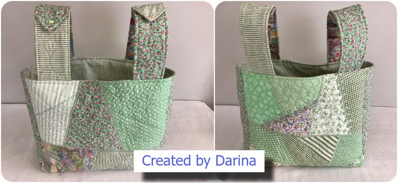 Walker Bag made with crazy patch block fabric by Darina