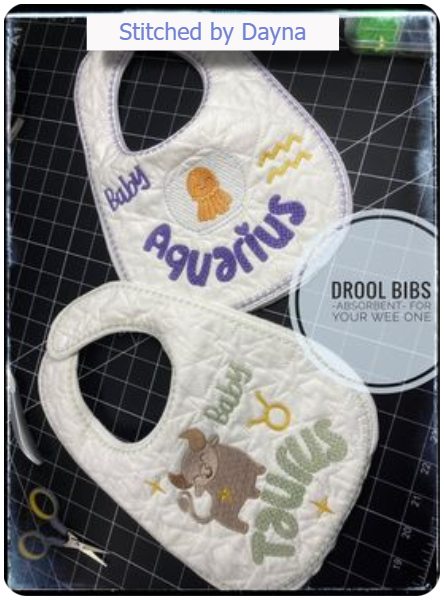 Zodiac Bibs by Dayna