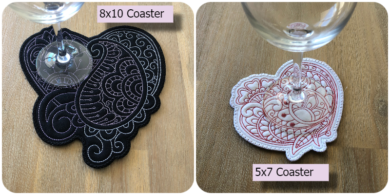 In the hoop Mendhi Heart Coasters by Kreative Kiwi - 800