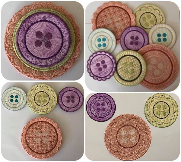 In the hoop Button Coasters 2 by Fayes Threads - 600
