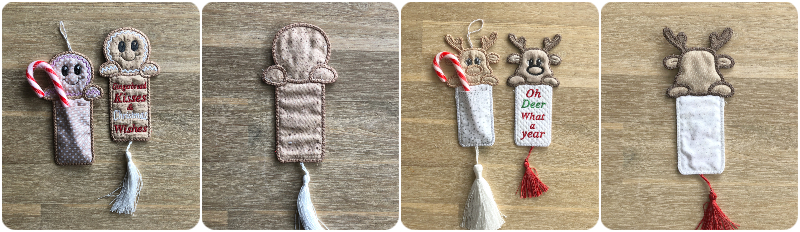 Front and Back of Gingerbread and Reindeer Candy Cane Holder by Kreative Kiwi