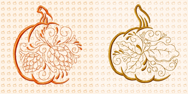 Free Fall Pumpkin Embroidery Design by Kreative Kiwi 800