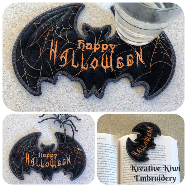 Free In the hoop Bat Bookmark Coaster