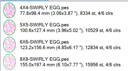 finished size free swirly egg