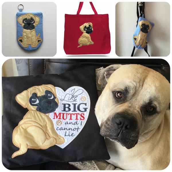 Large Dog Applique In the hoop Dog Bag