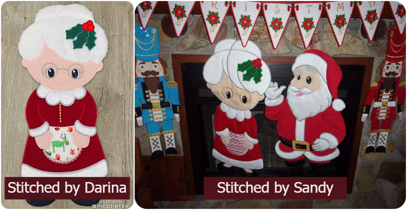 Large Applique Mrs Santa stitched by Sandy and Darina