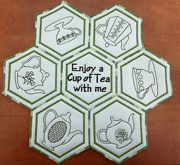 Tea Placemat in the hoop