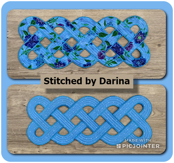 in the hoop Celtic Knot table runner stitched by Darina 5