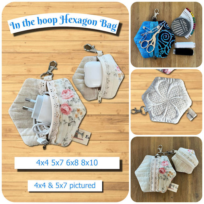 in the hoop Hexagon Bag by Kreative Kiwi - 650