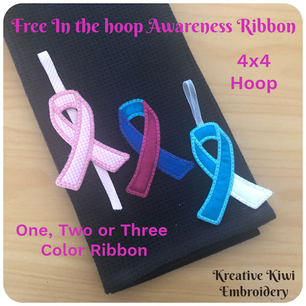 Free In the hoop Awareness Ribbon by Kreative Kiwi - 600