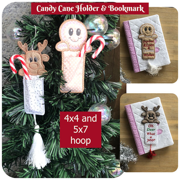 In the hoop Candy Cane Holder or Bookmark by Kreative Kiwi - 600