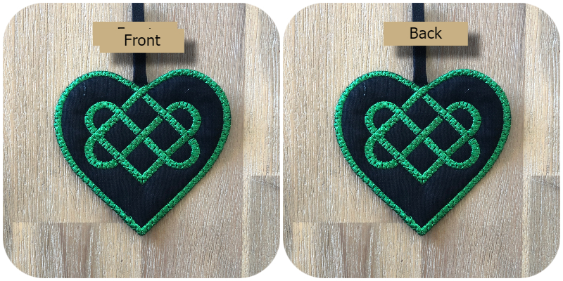 Front and back of Free Celtic Heart by Kreative Kiwi