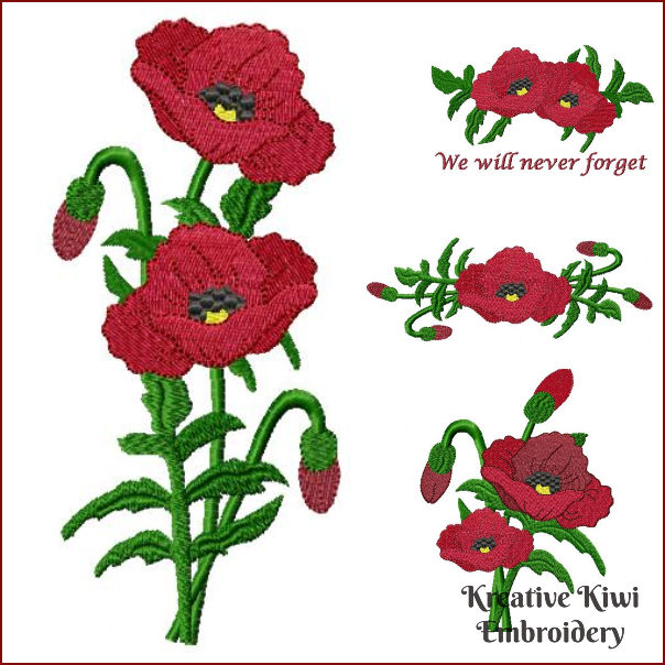 Free Poppy Machine Embroidery Designs by Kreative Kiwi