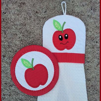 Free Apple In the hoop Coaster and Towel Topper