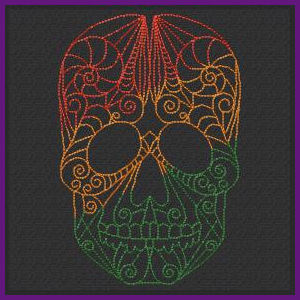 Free Redwork Skulls Machine Embroidery Design