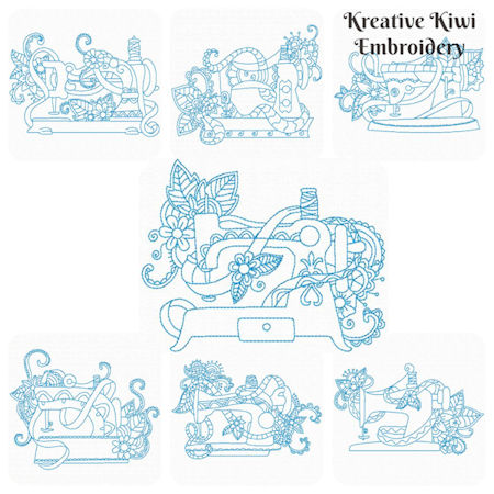 “Floral Sewing Machine Set” a Free Machine Embroidery Pattern designed by & from Kreative Kiwi