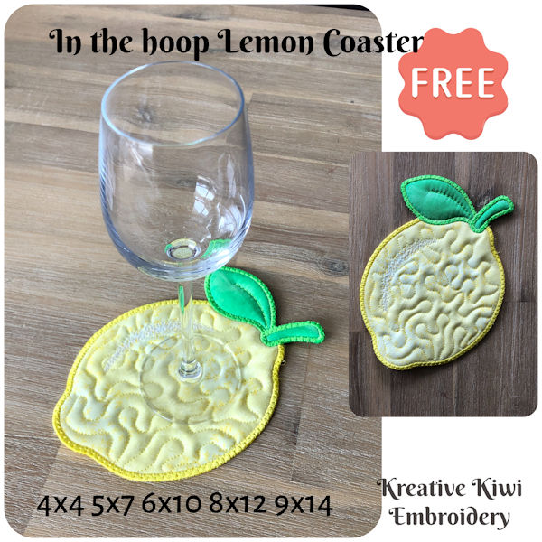 Free In the hoop Lemon Coaster