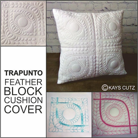 Trapunto Eye Spy Cushion Cover - Feather Block