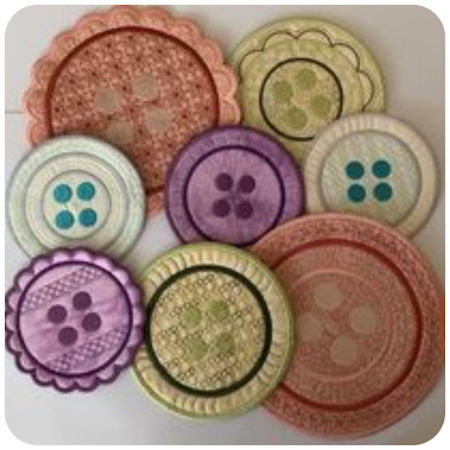 In the hoop Button Coasters