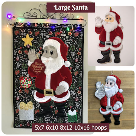 Large Applique Standing Santa