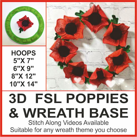 In the hoop Wreath Base and FSL Poppies