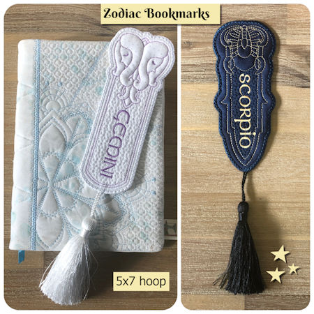 Zodiac Bookmarks in the hoop