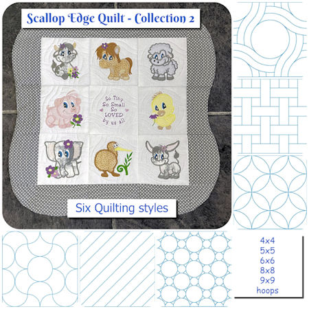 Scallop Edge Quilt Collection 2 - Kreative Kiwi Embroidery Designs