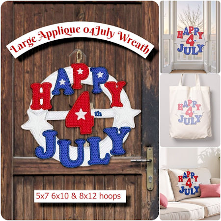 Large Applique 04 July Wreath