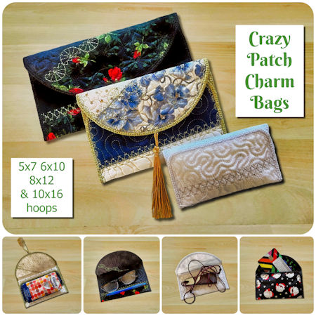 In the hoop Crazy Patch Charm Bag
