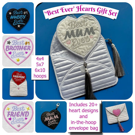 Best Ever Hearts Gift Set and in the hoop bag