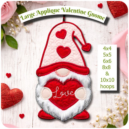 Large Applique Valentines Gnome