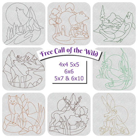 Free Call of the Wild Embroidery Design set