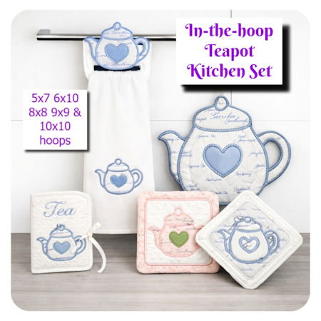 In the hoop Teapot Kitchen Set
