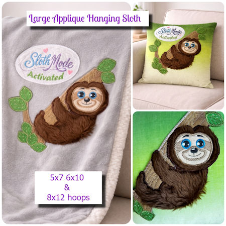 Large Applique Hanging Sloth