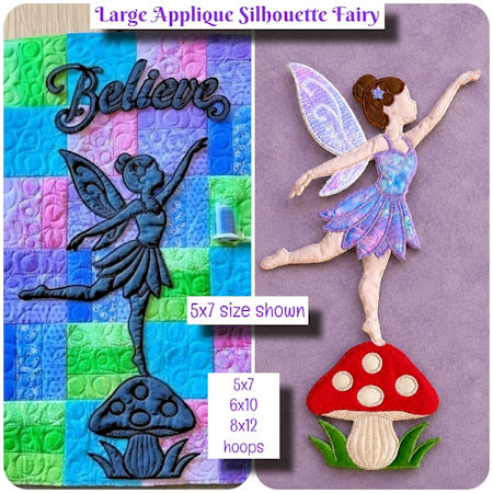 Large Applique Fairy Silhouette