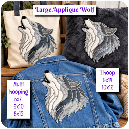 Large Applique Wolf