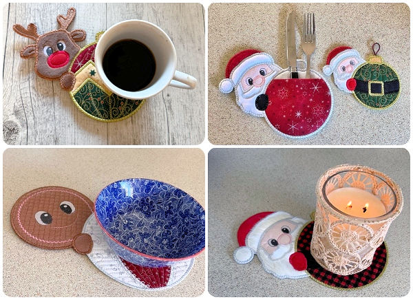 samples in use Peeking Christmas Coasters