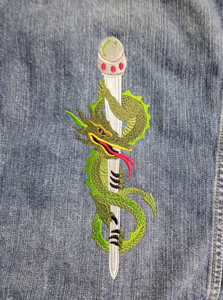 Dragon with Dagger embroidery design