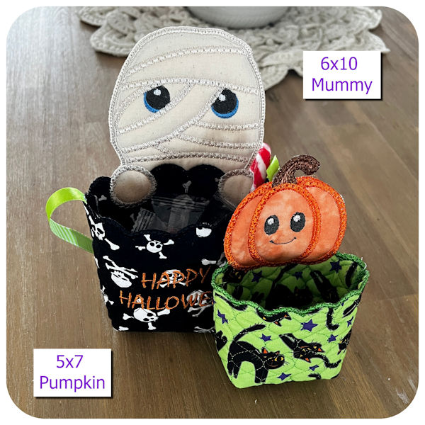 size comparison 5x7 6x10 in the hoop treat bag by Kreative Kiwi