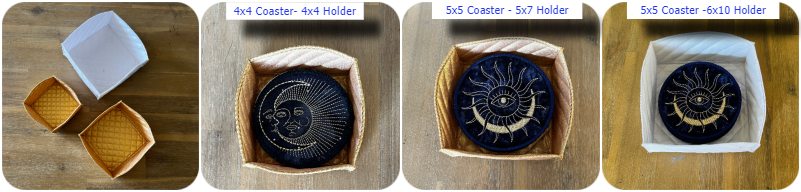 size comparison In the hoop Coaster Holder -Kreative Kiwi