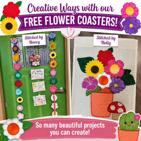 Creative Ways to Use Our Free In the Hoop Flower Coasters