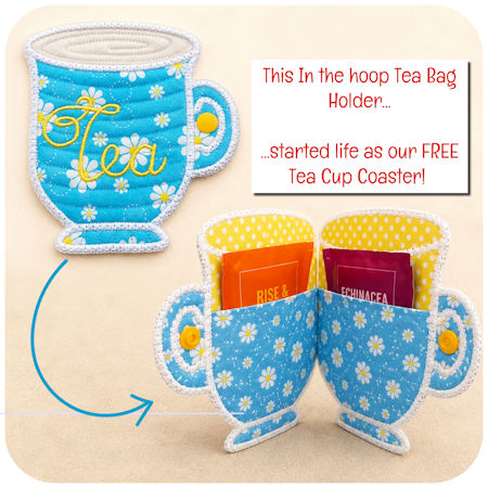Turn Our Free Tea Cup Coaster into an In the Hoop Tea Bag Holder