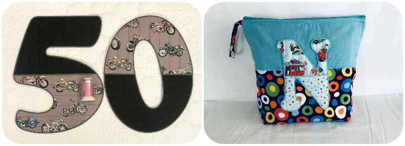 Large Applique Birthday Numbers and bag