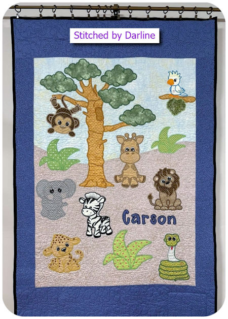 Large Applique Jungle Quilt by Darline - 450